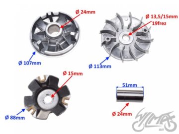 WARIATOR 4T 125, 150 CCM GY6 STD01035 ROLKI  14G