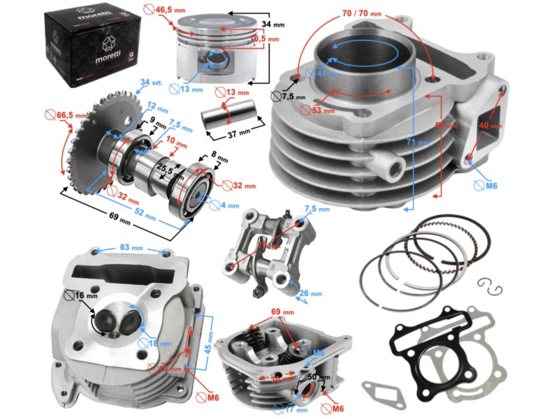 CYLINDER + GLOWICA 80CCM SKUTER 5905220819690